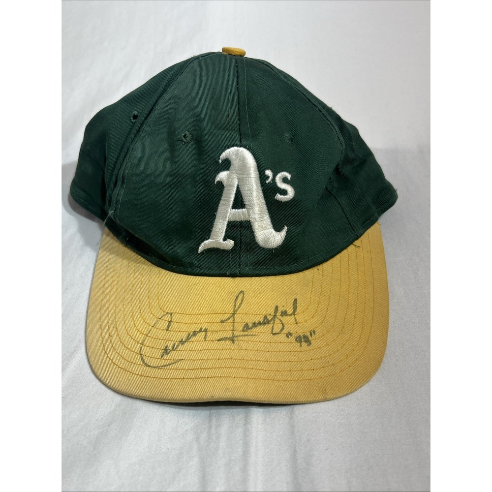Vintage Oakland Athletics Hat Snapback MLB A's Green Yellow Signed 90s Cap